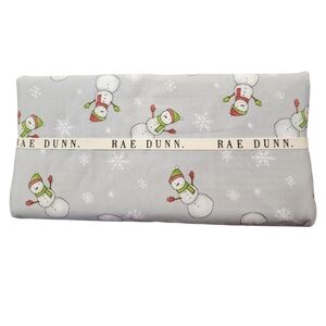 Rae Dunn Queen Flat Sheet 90 In X 102 In Snowman Winter Snowflake Christmas